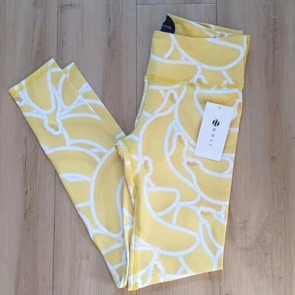 Noli Banana Blondie 7/8 Leggings Bright Yellow White Size M NWT RARE - Picture 8 of 11